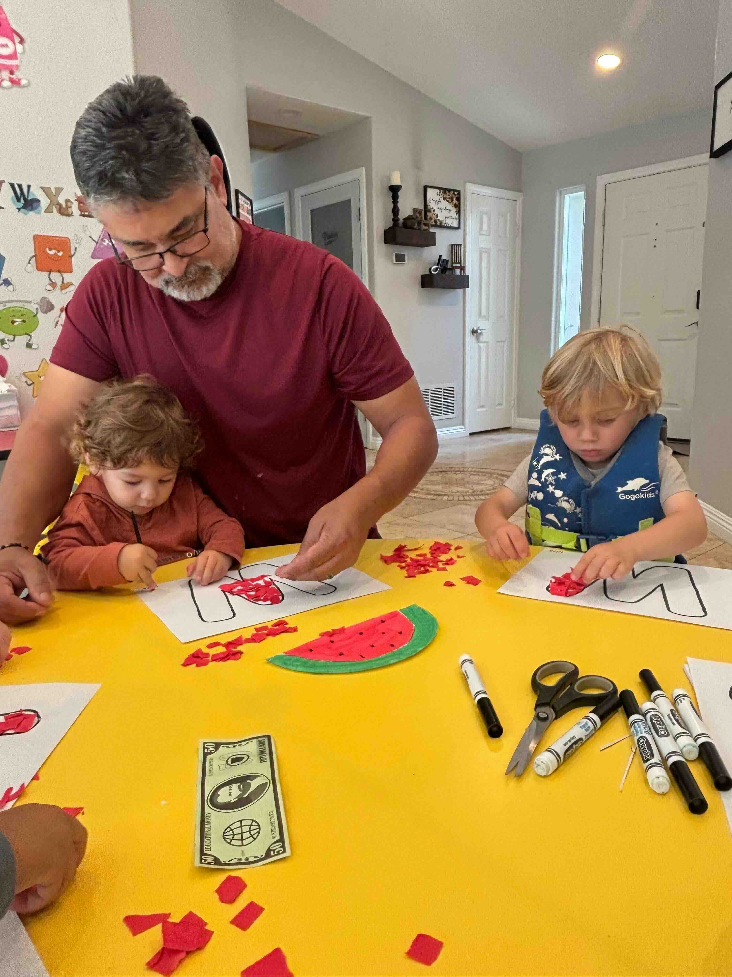 Learning the letter of the day — real preschool curriculum at Ms. Rena's in Escondido